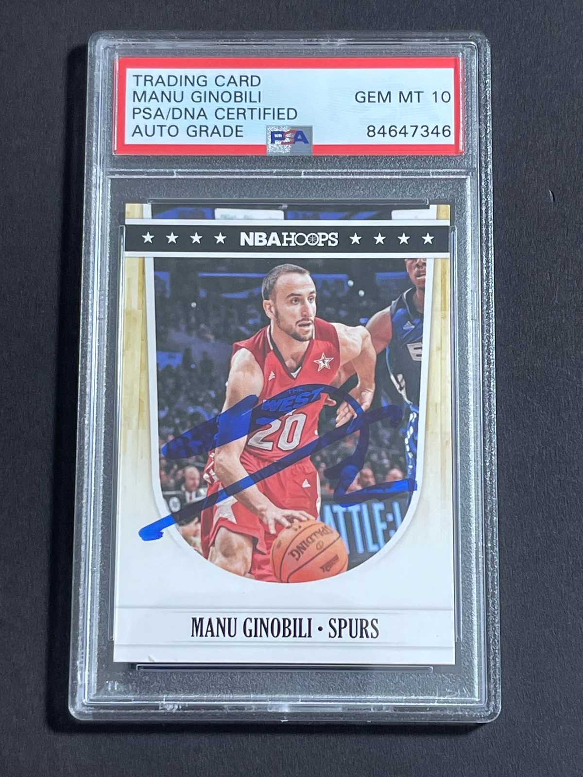 2012-13 NBA Hoops #267 Manu Ginobili Signed Card Auto Grade 10 PSA Slabbed Spurs
