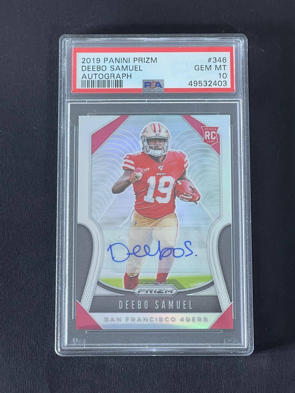 2019 Panini Prizm Silver #346 Deebo Samuel Signed Card Auto Grade 10 PSA Slabbed

