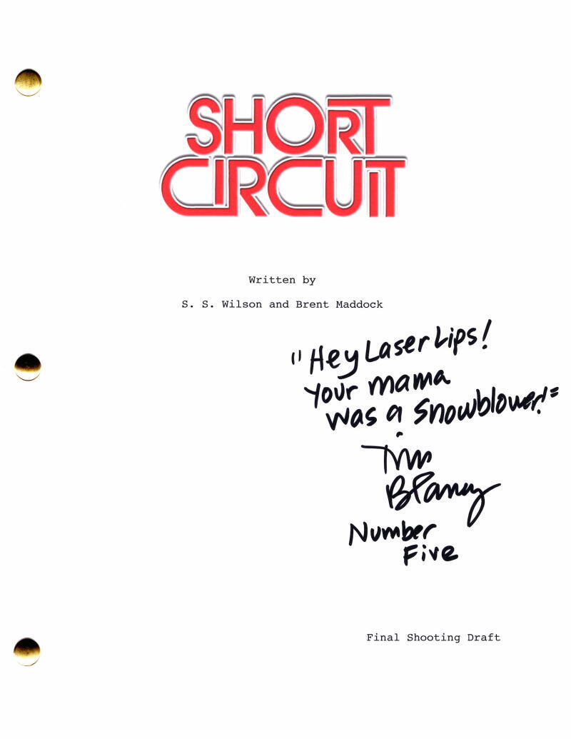 Tim Blaney Signed Autograph Short Circuit Full Movie Script w/ Laser Lips Insc
