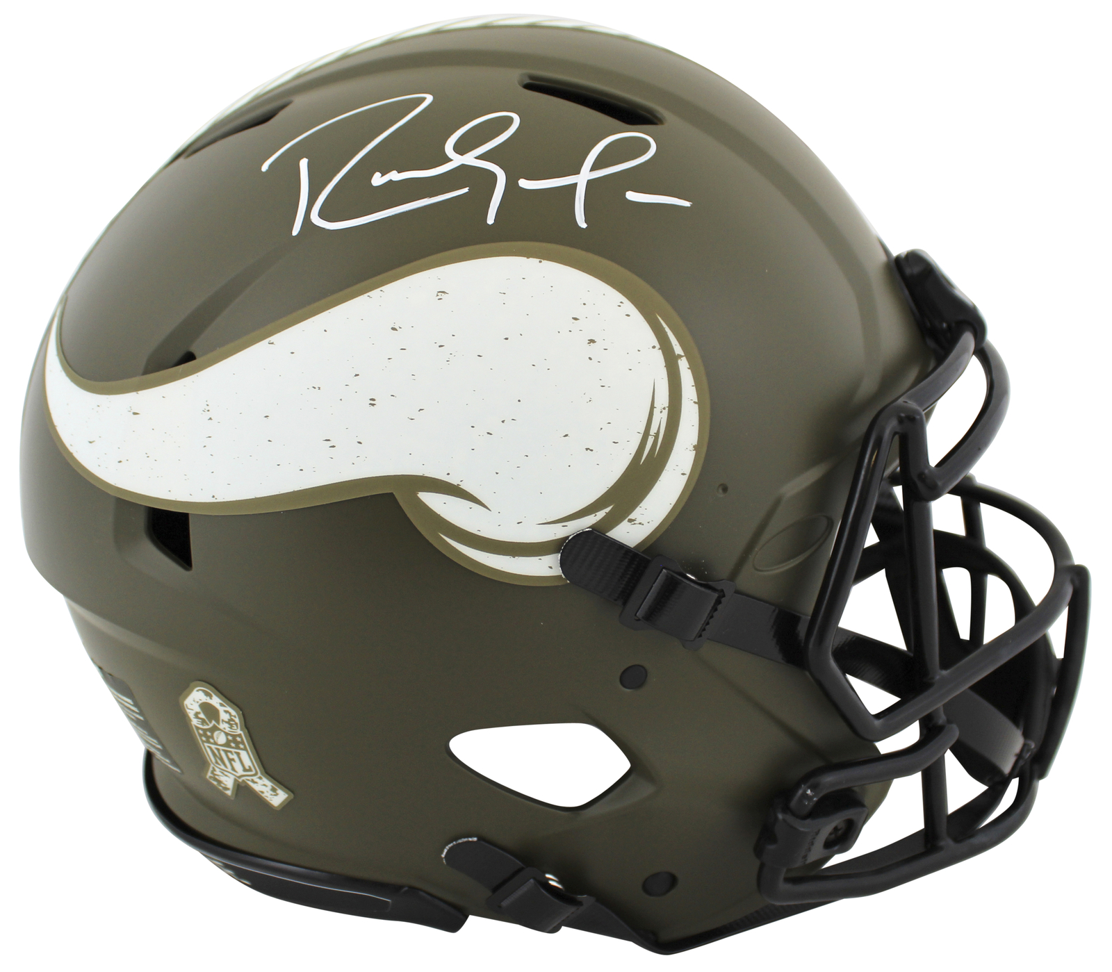 Vikings Randy Moss Signed Salute To Service F/S Speed Proline Helmet BAS Witness
