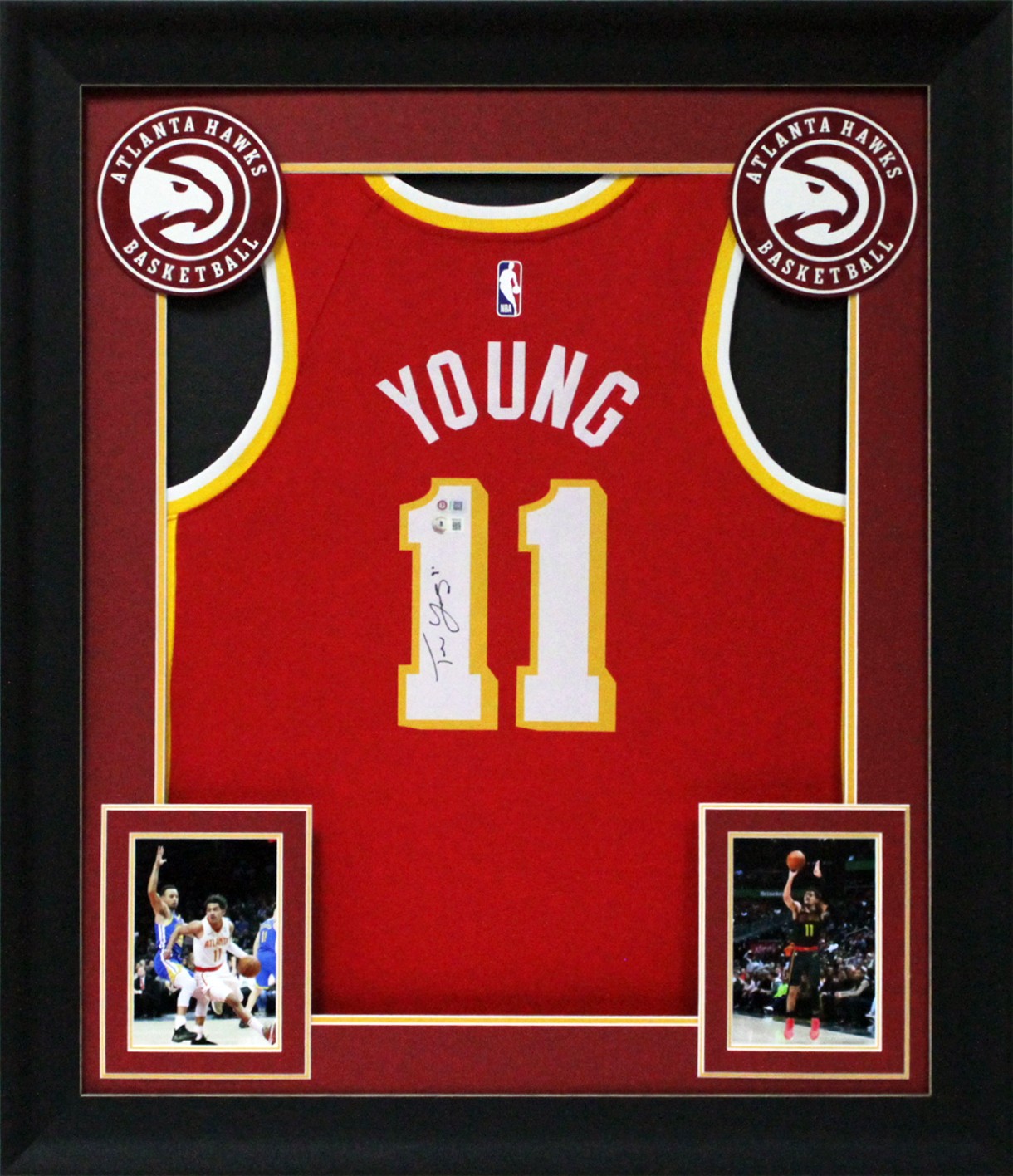 Hawks Trae Young Authentic Signed Red Nike Swingman Framed Jersey BAS

