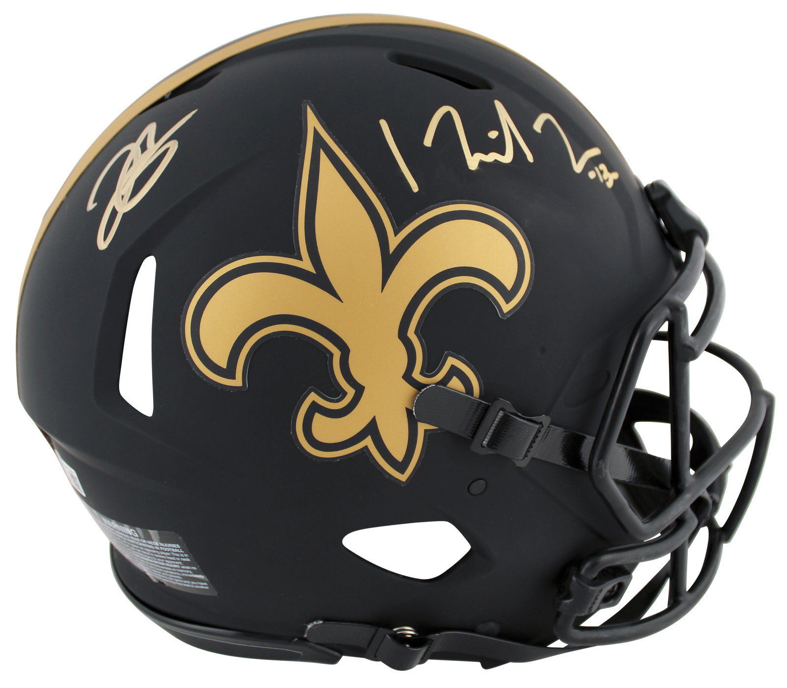 Saints Derek Carr & Michael Thomas Signed Eclipse F/S Speed Proline Helmet BAS W
