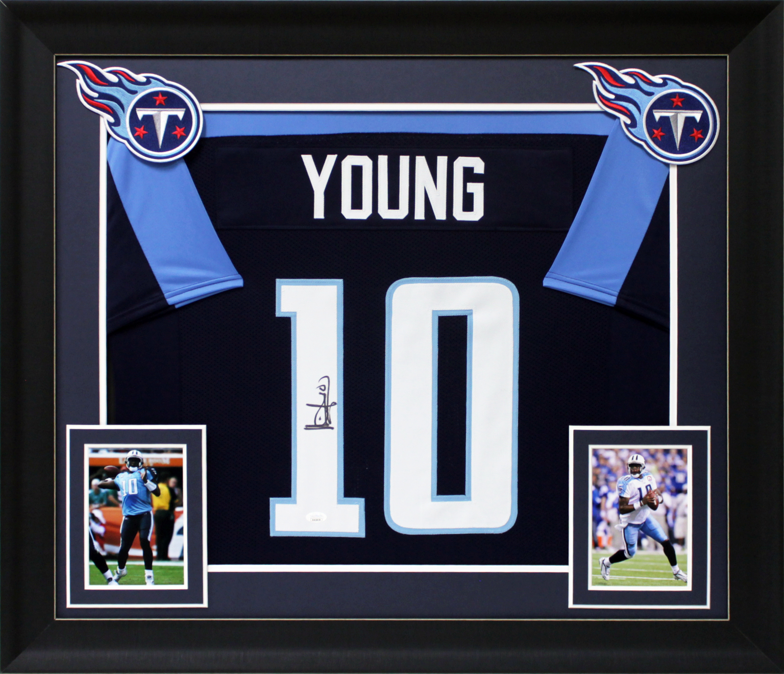 Vince Young Authentic Signed Blue Pro Style Framed Jersey JSA Witness
