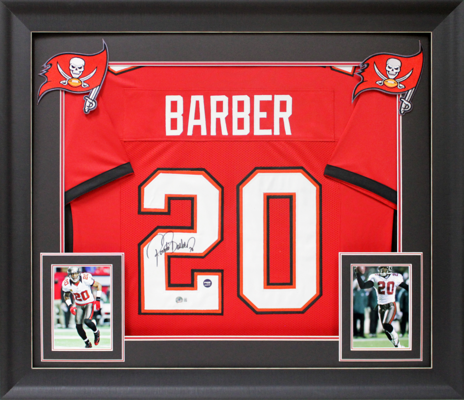 Ronde Barber Authentic Signed Red Pro Style Framed Jersey BAS Witnessed
