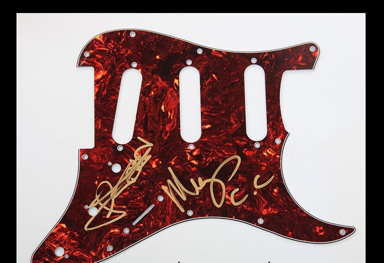 GFA Meegs and Nadja Peulen * COAL CHAMBER * Band Signed Electric Pickguard COA