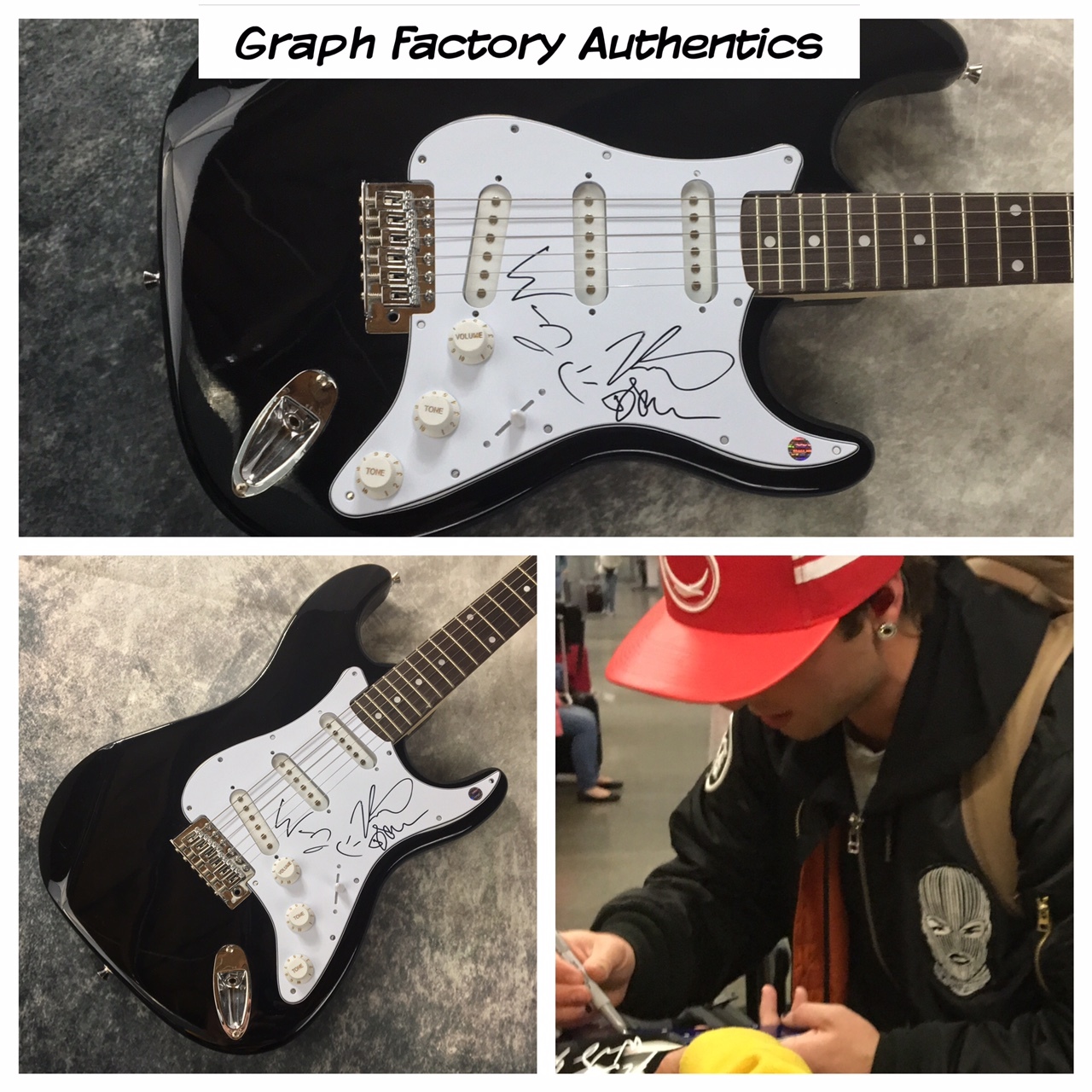 GFA Keaton Wesley & Drew * EMBLEM3 * Signed Electric Guitar PROOF AD2 COA