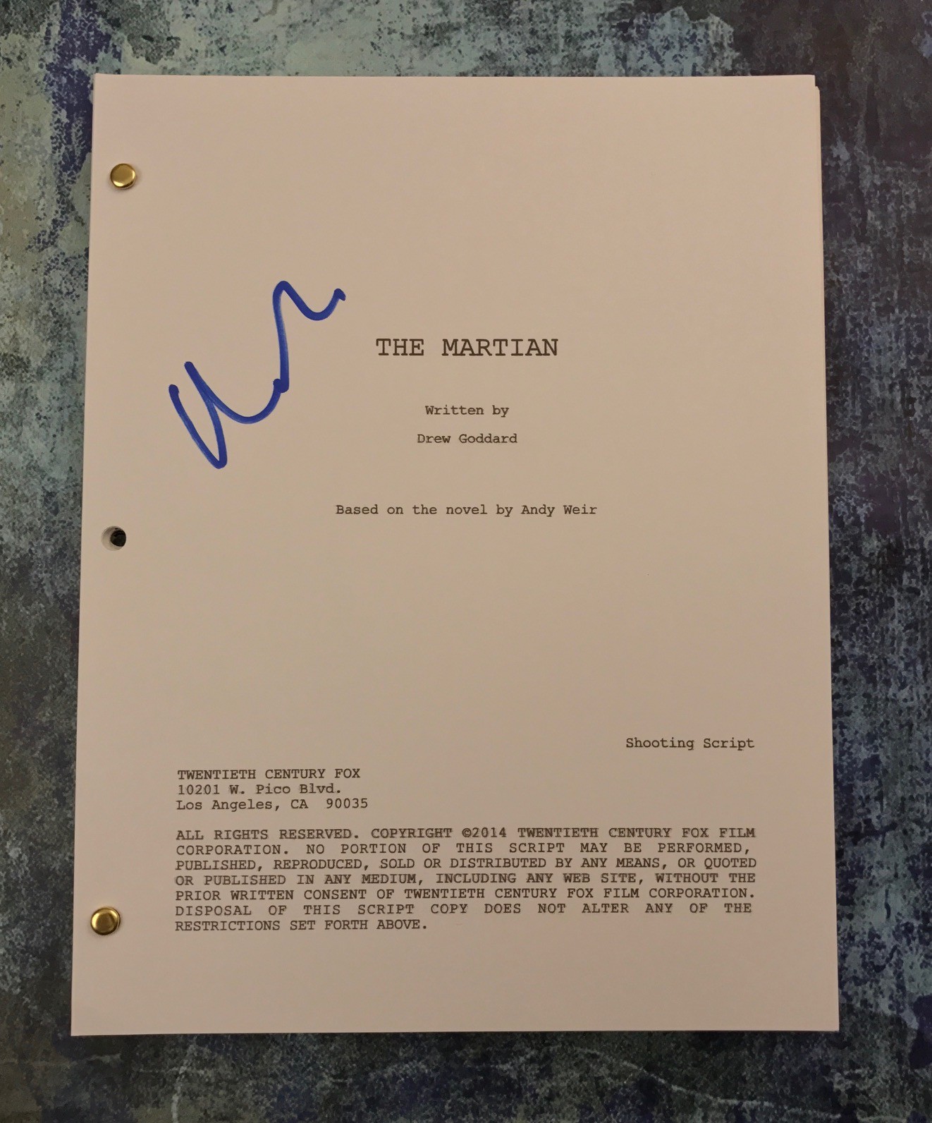 GFA The Martian * MATT DAMON * Signed Full Movie Script PROOF AD2 COA

