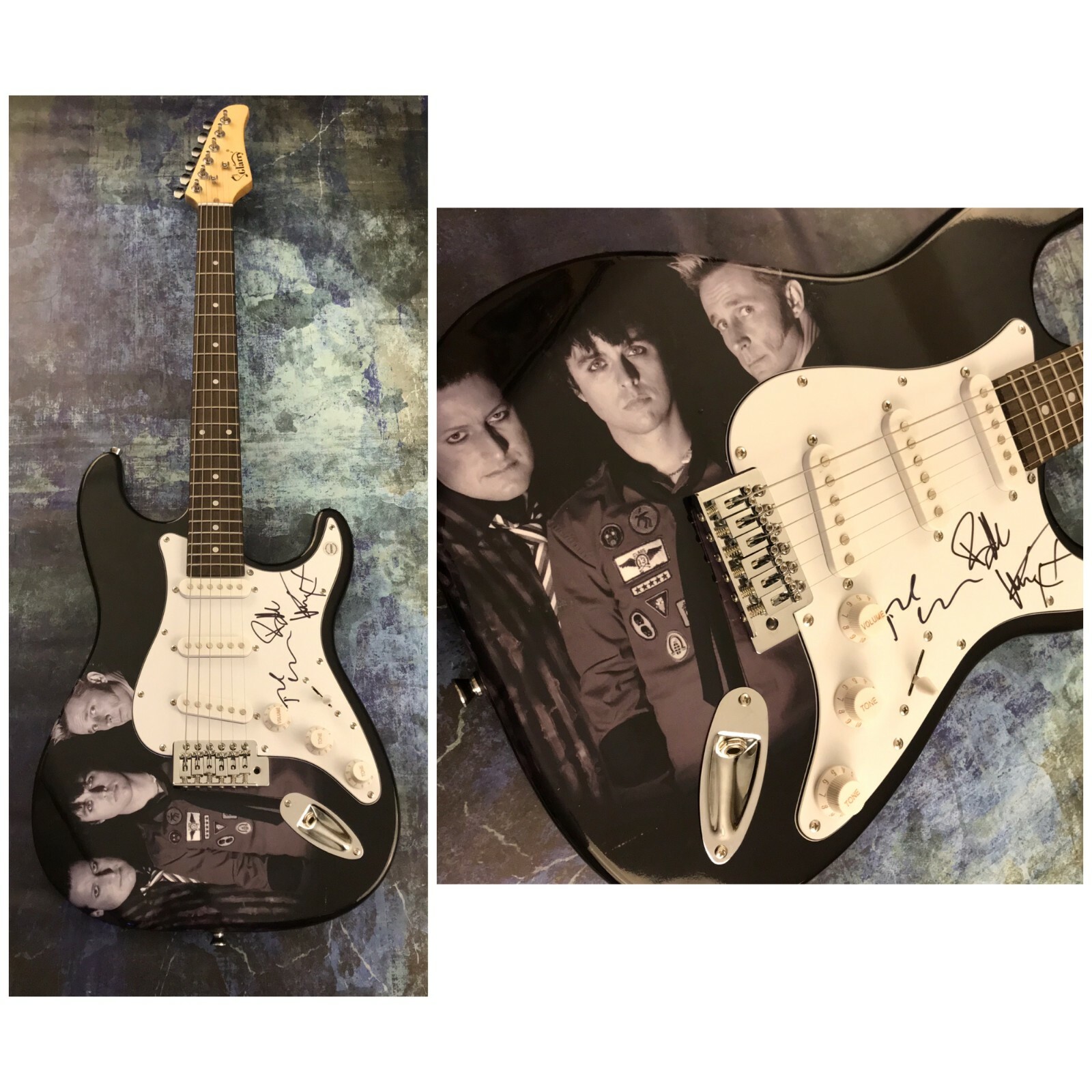 GFA Billie Joe Armstrong Band x3 * GREEN DAY * Signed Skin Electric Guitar COA