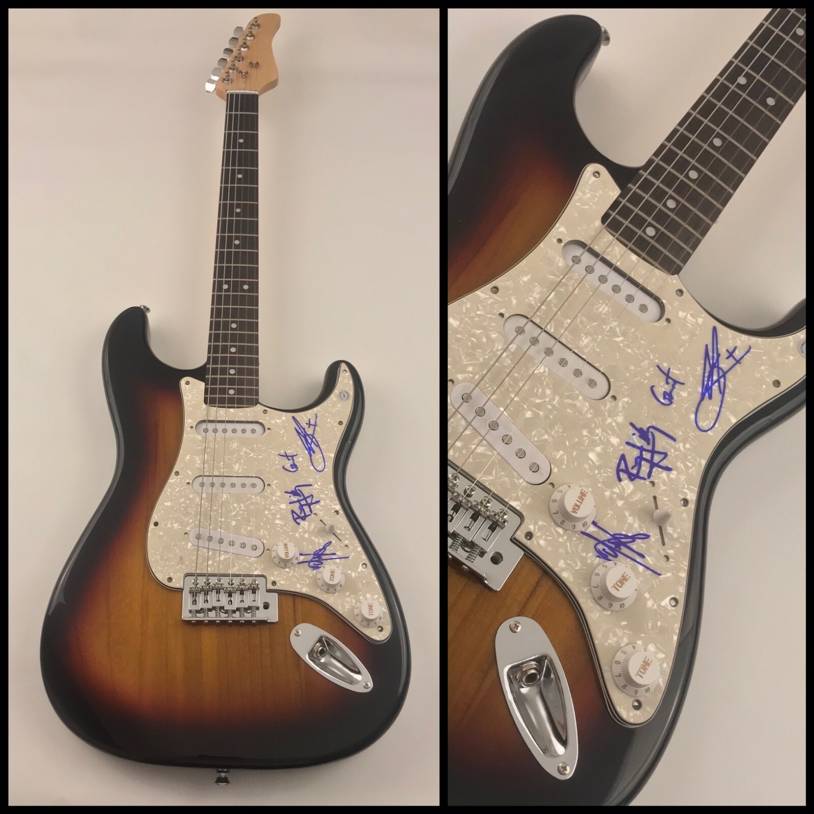 GFA Gavin Bennett x4 Band * BAD SUNS * Signed Sunburst Electric Guitar COA