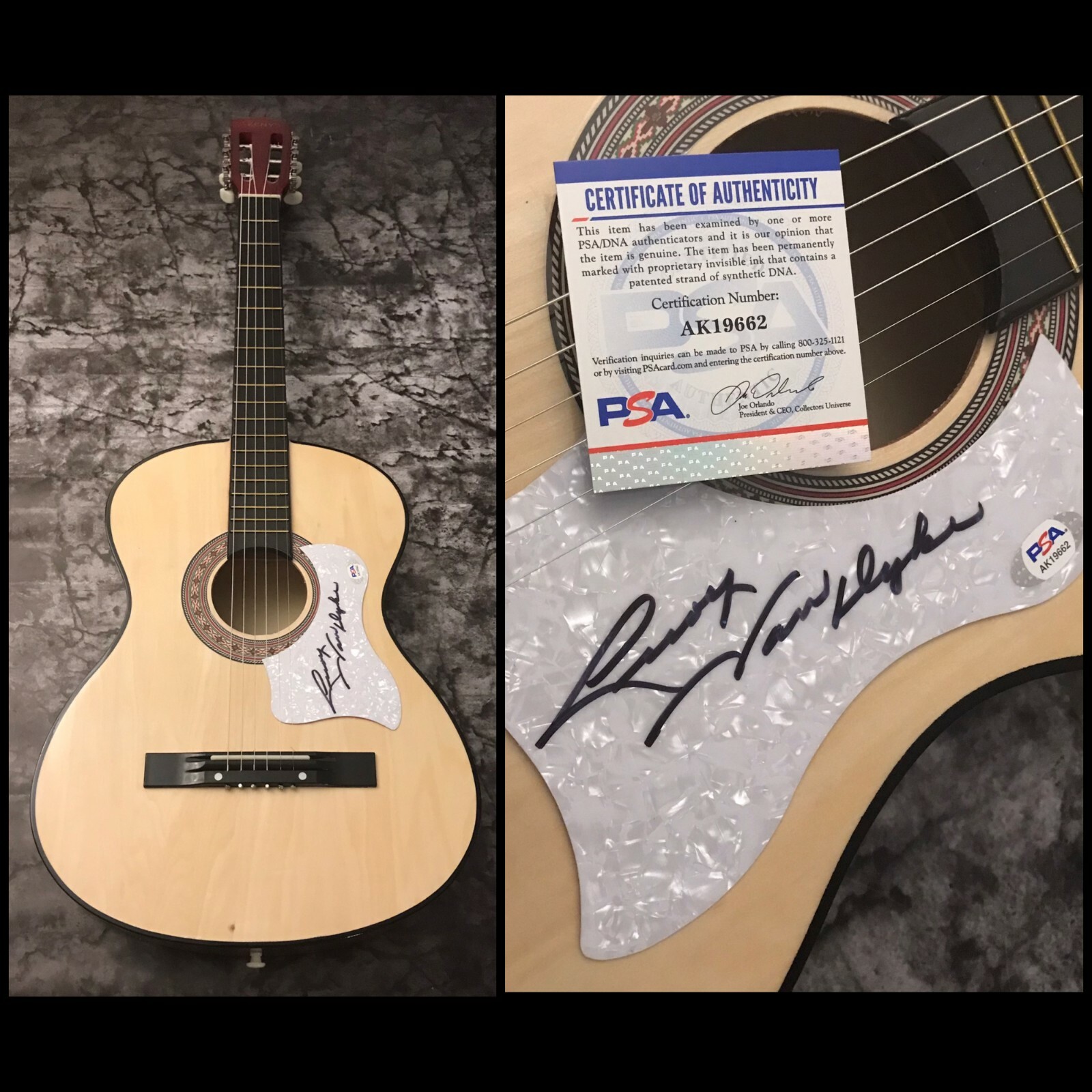 PSA/DNA THE AUCTIONEER * LEROY VAN DYKE * SIGNED ACOUSTIC GUITAR COA COLLECTIBLE MEMORABILIA