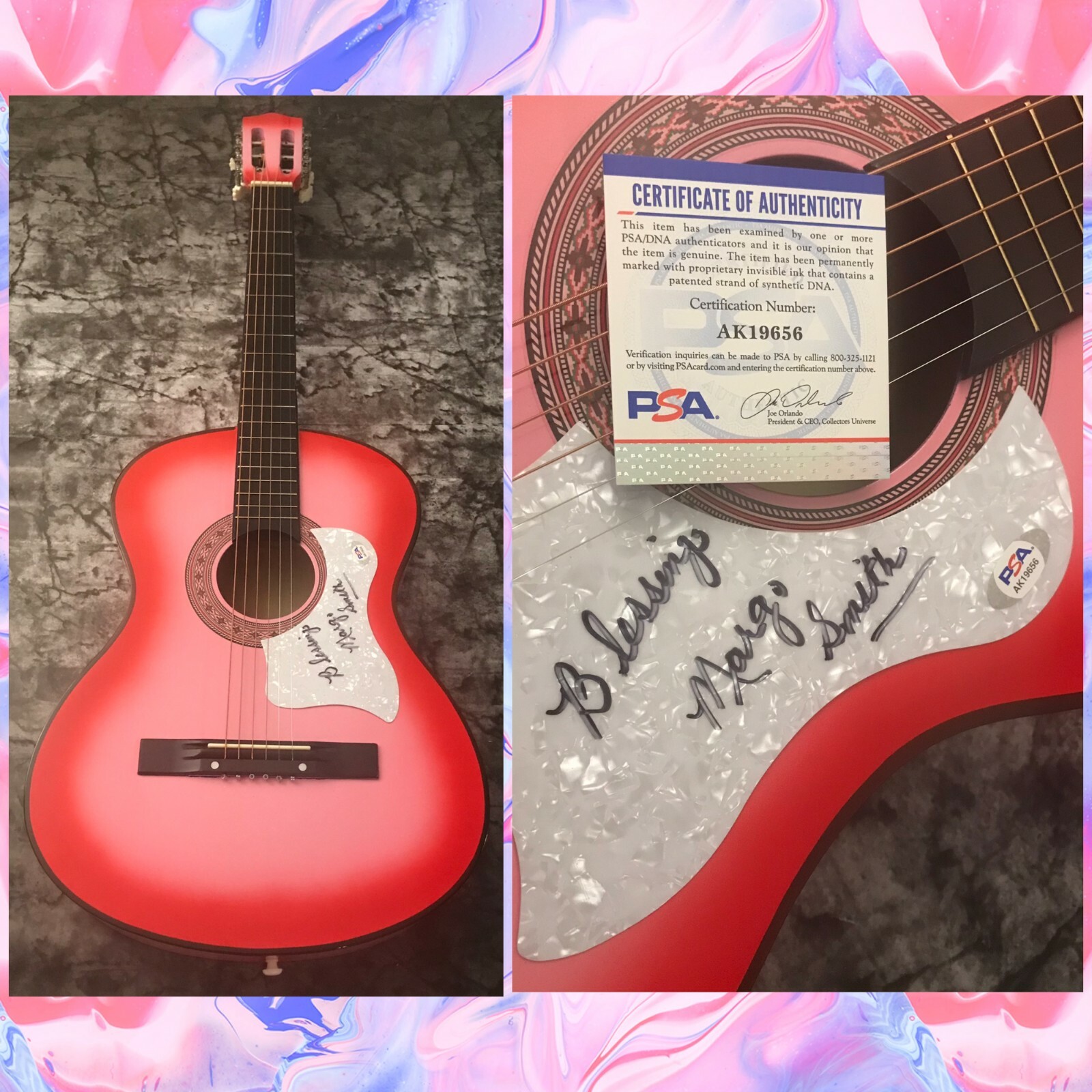 PSA Take My Breath Away * MARGO SMITH * Signed Acoustic Guitar COA
