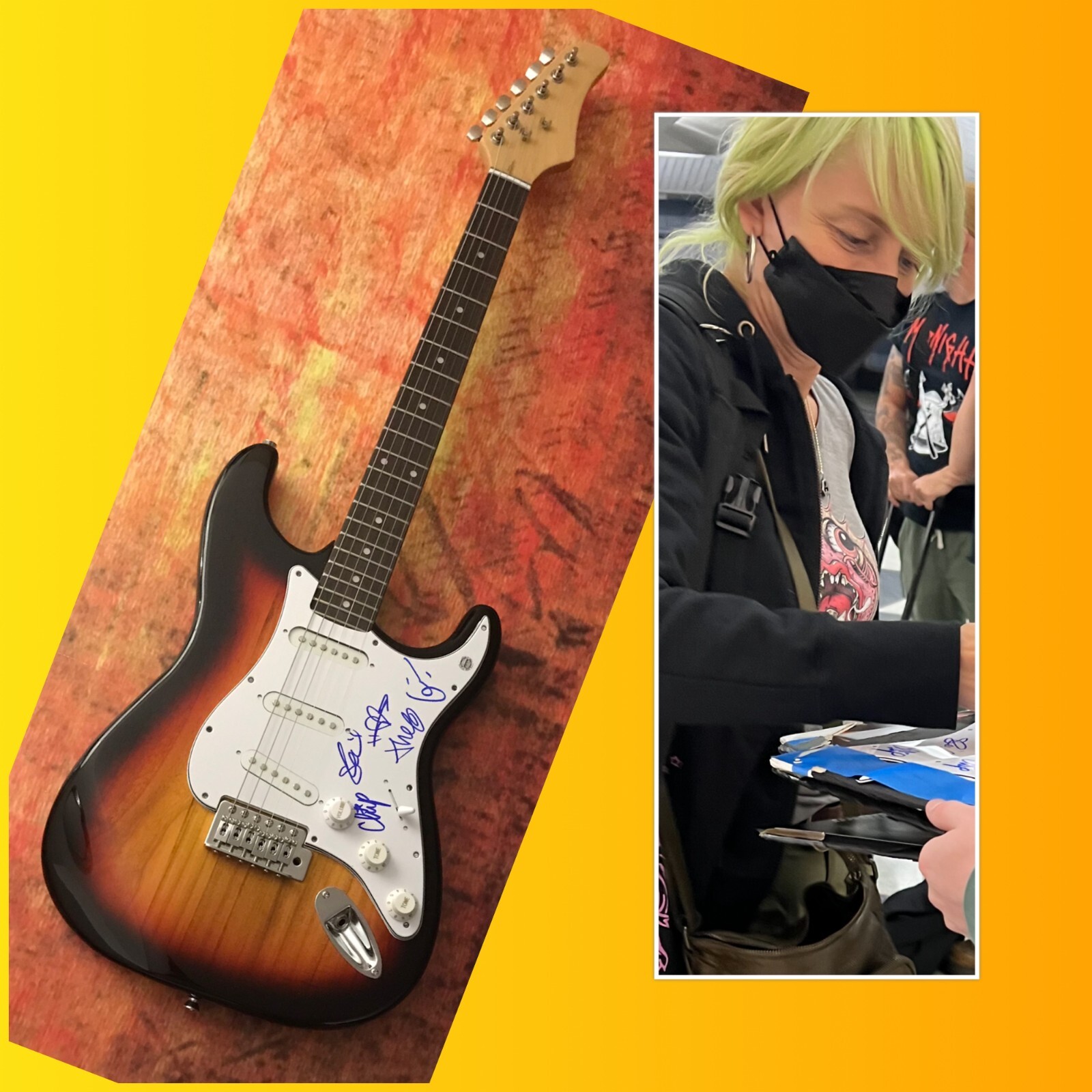 GFA Theo Kogan x4 Band * LUNACHICKS * Signed Electric Guitar PROOF L4 COA