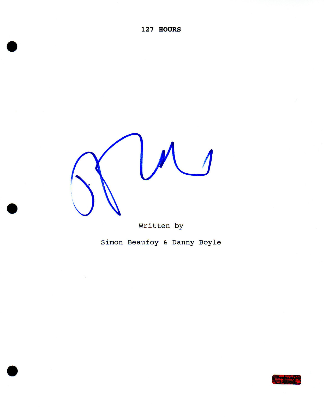GFA 127 Hours Movie Star * JAMES FRANCO * Signed Full Movie Script COA
