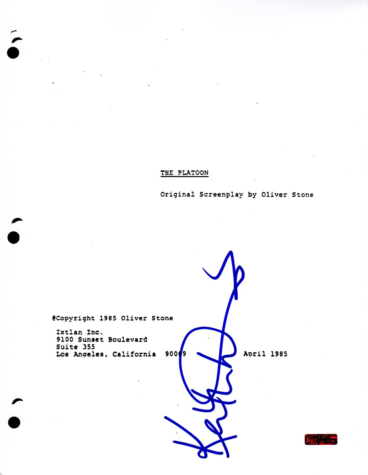 GFA The Platoon Movie * KEITH DAVID * Signed Full Page Script K1 COA
