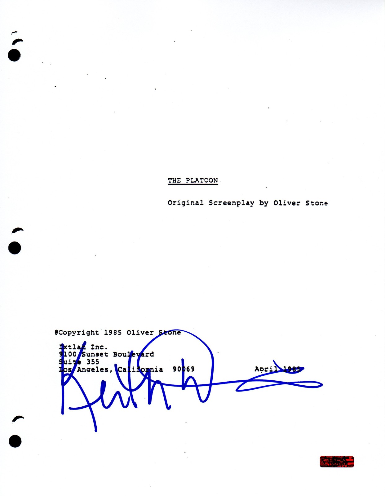 GFA The Platoon Movie * KEITH DAVID * Signed Full Page Script AD2 COA
