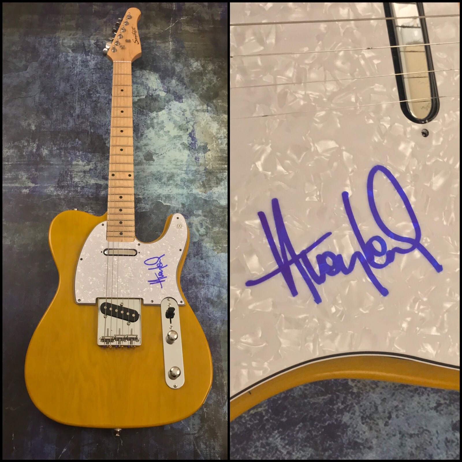 GFA Sports and the News Band * HUEY LEWIS * Signed Electric Tele Guitar COA