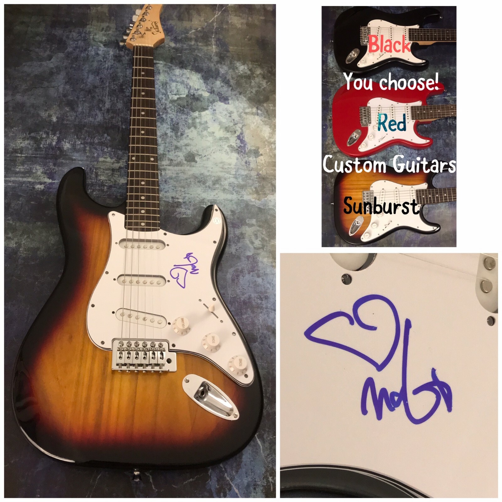 GFA Play Natural Blues * MOBY * Signed Electric Guitar PROOF AD1 COA