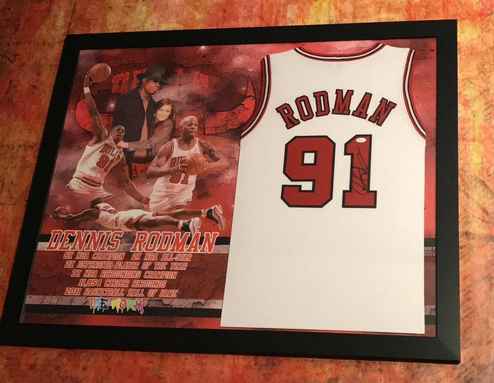 JSA Chicago Bulls * DENNIS RODMAN * Signed Custom Framed Jersey COA