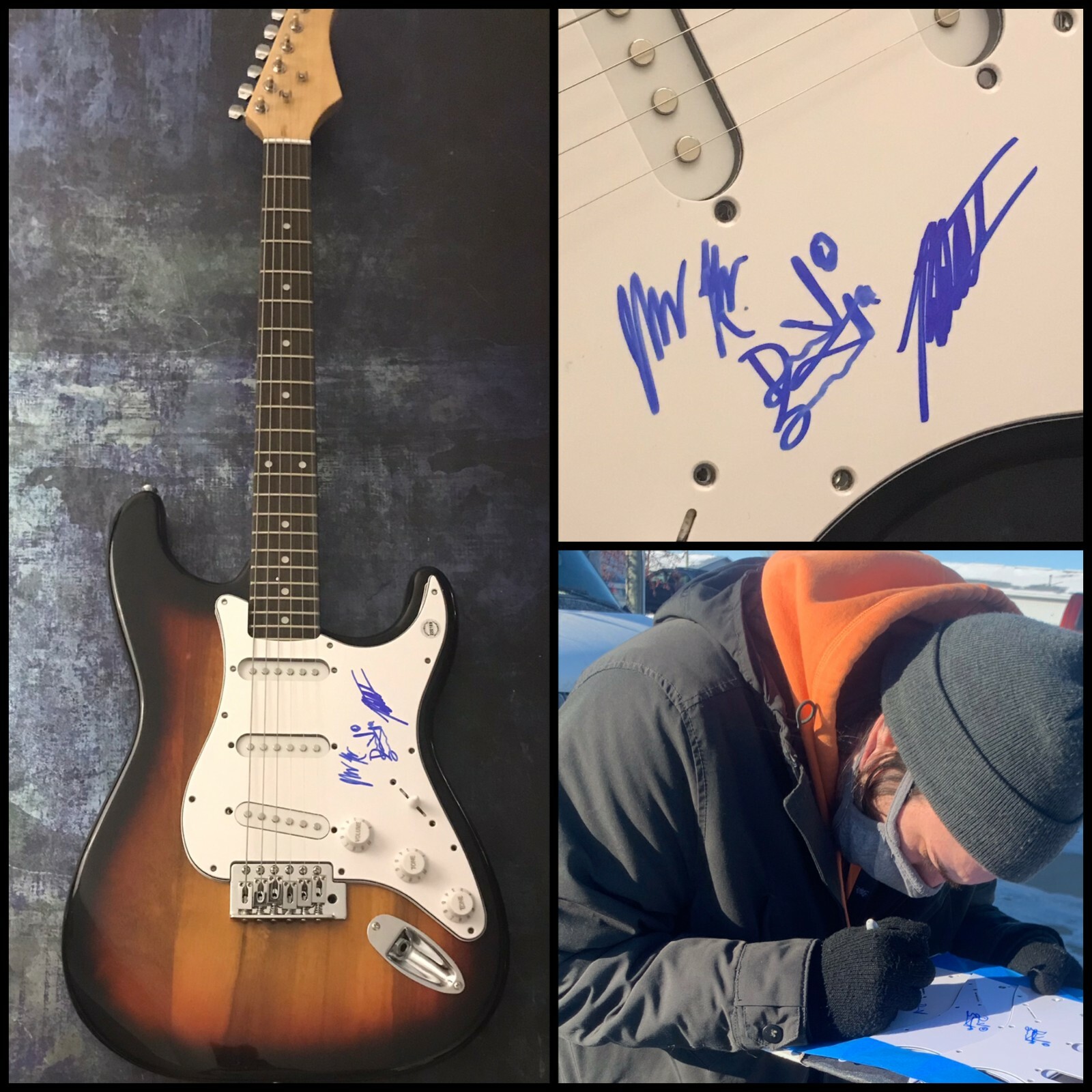 GFA David Simonich Band * SIGNS OF THE SWARM * Signed Electric Guitar PROOF COA