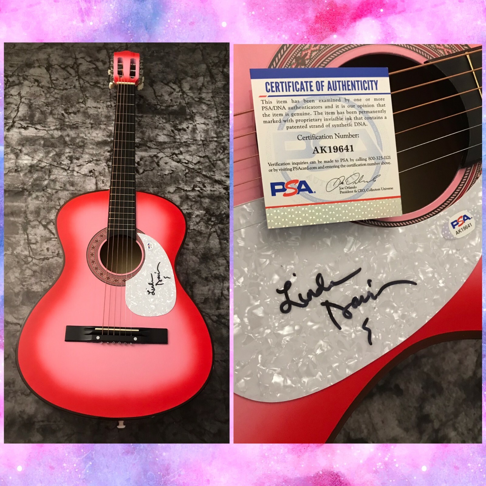 PSA Does He Love You Country Star * LINDA DAVIS * Signed Acoustic Guitar L3 COA
