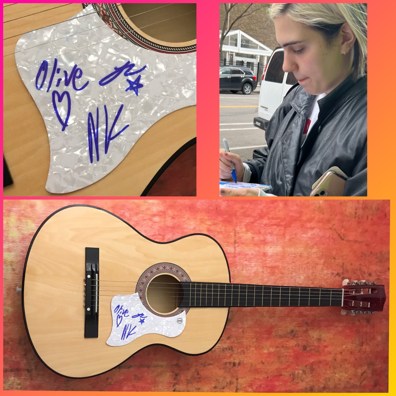 GFA Julia Cumming x3 Band * SUNFLOWER BEAN * Signed Acoustic Guitar PROOF D COA
