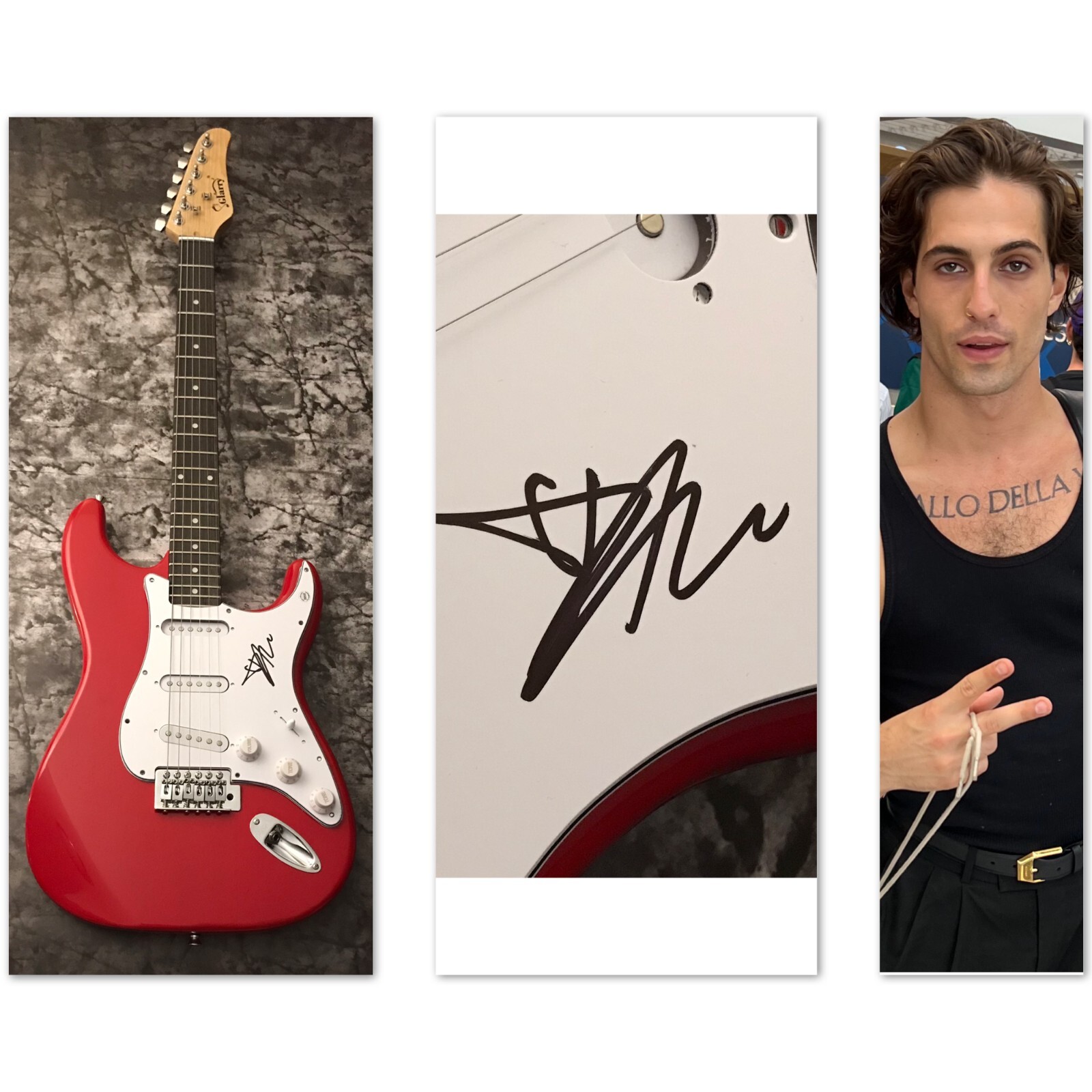 GFA Maneskin Band Beggin' Star * DAMIANO DAVID * Signed Electric Guitar COA