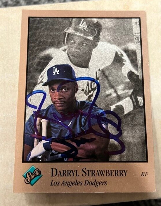 Darryl Strawberry signed autographed 1992 Studio Baseball Card Dodgers Mets
