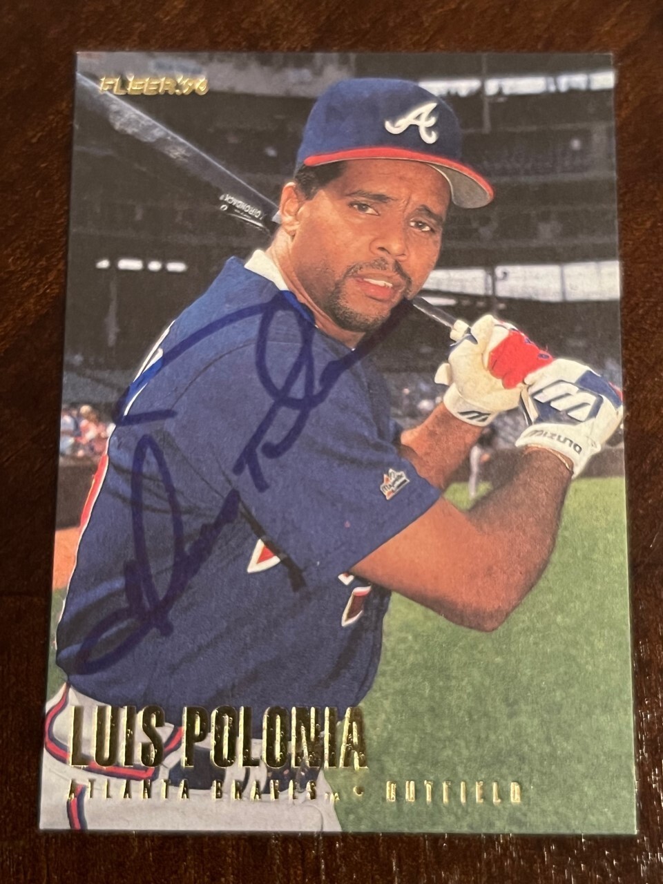 LUIS POLONIA 1996 FLEER AUTOGRAPHED SIGNED AUTO BASEBALL CARD Atlanta Braves
