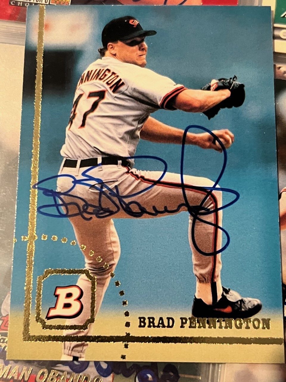 Brad Pennington signed autographed 1994 Bowman Baltimore Orioles Card #243
