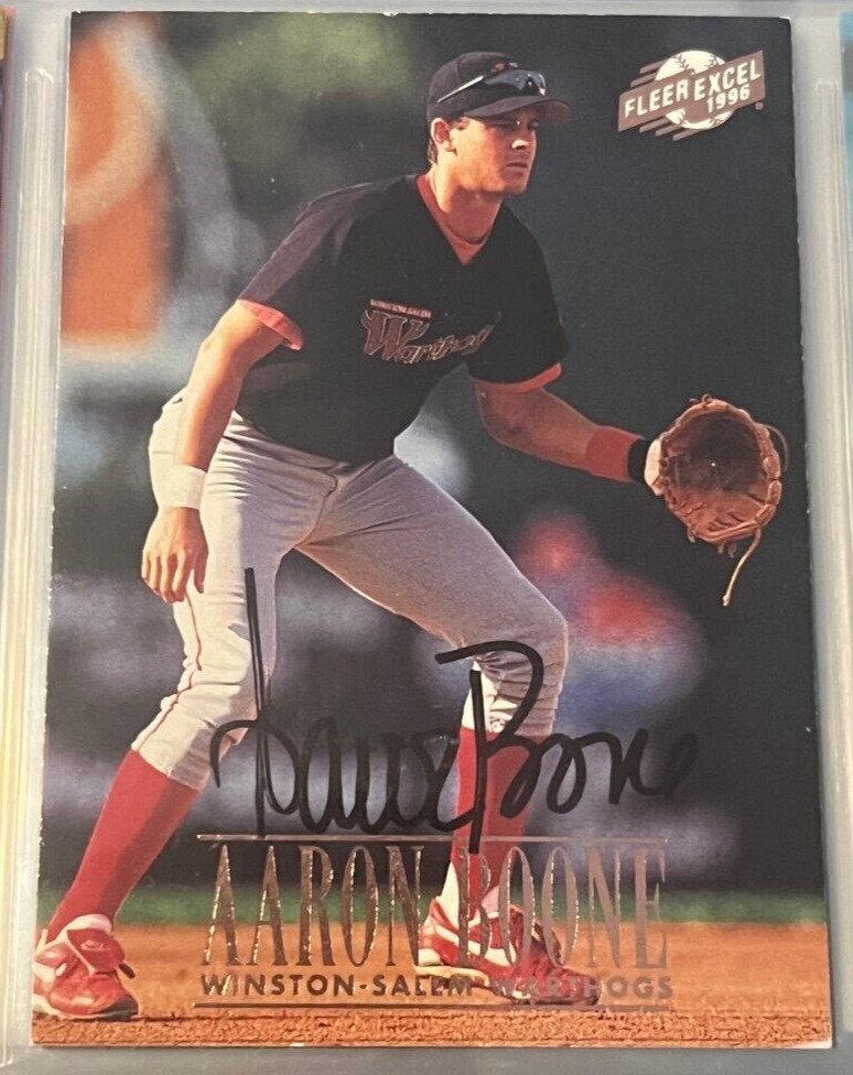 Aaron Boone signed autographed 1996 Fleer Excel #146 Card Yankees
