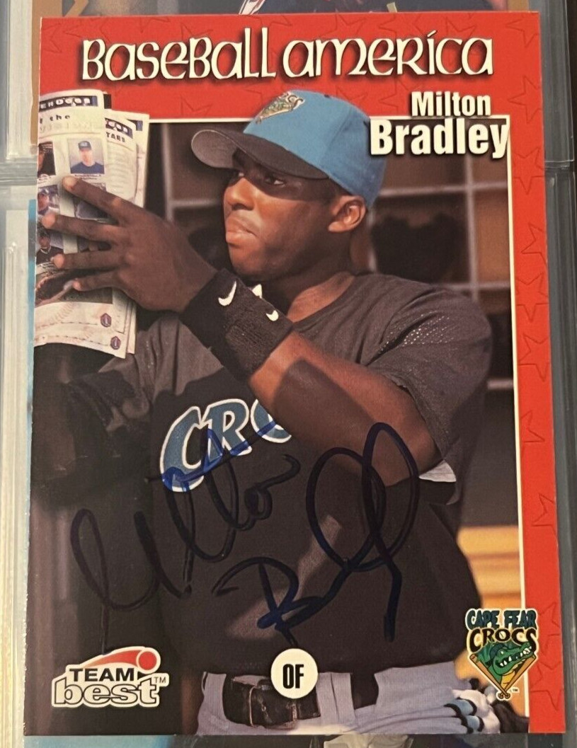 Milton Bradley signed autographed 1999 Baseball America Card #16 Indians
