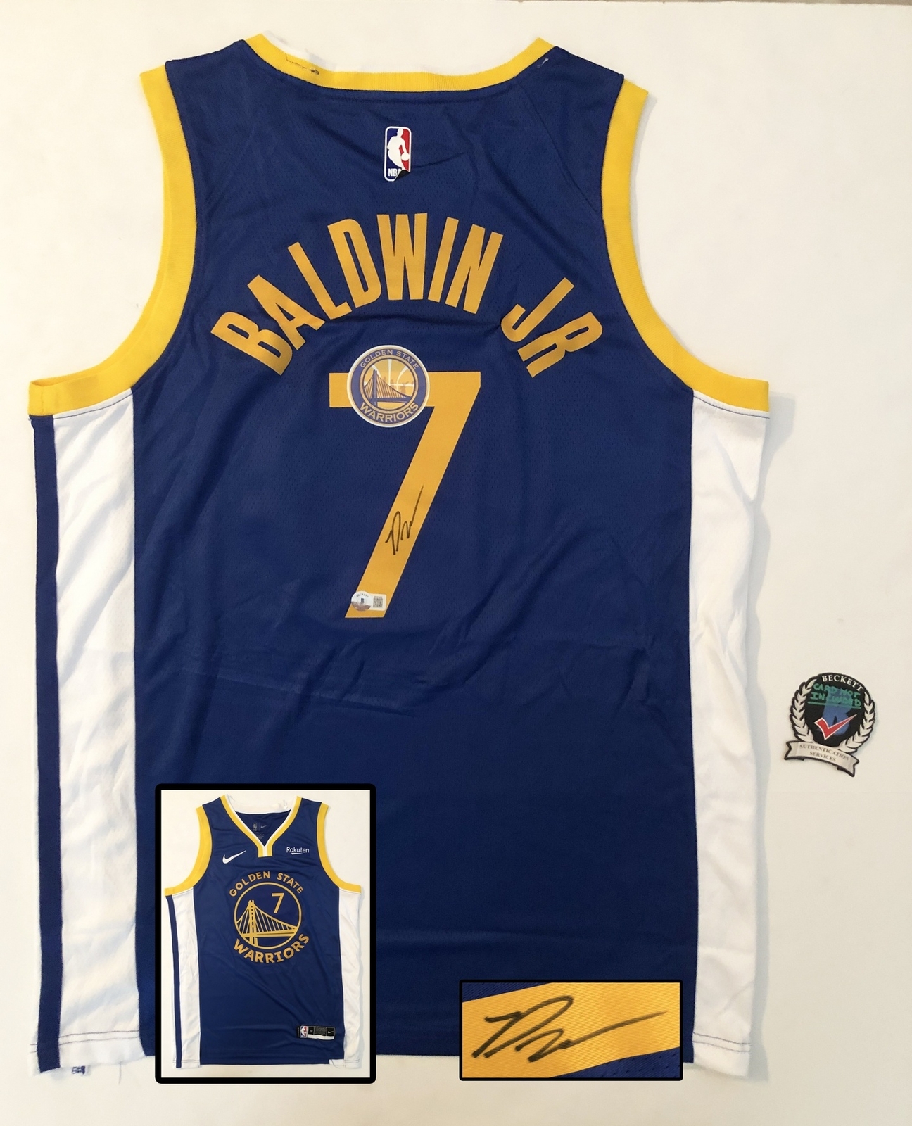 Patrick Baldwin Jr Signed Jersey Golden State Warriors Beckett BAS COA
