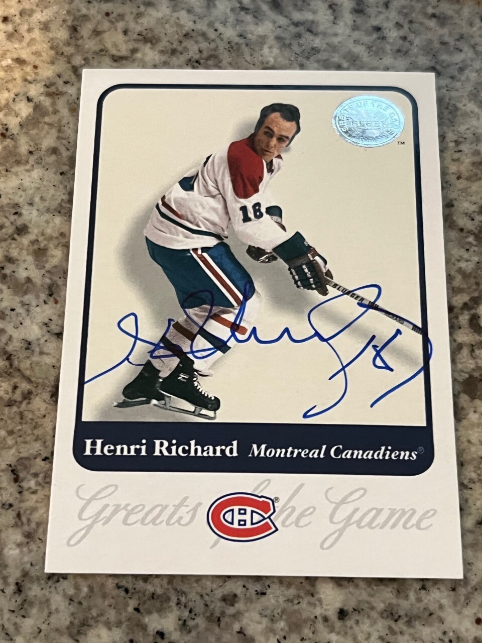 Henri Richard signed autographed 2001-02 Fleer Greats of the Game Canadiens

