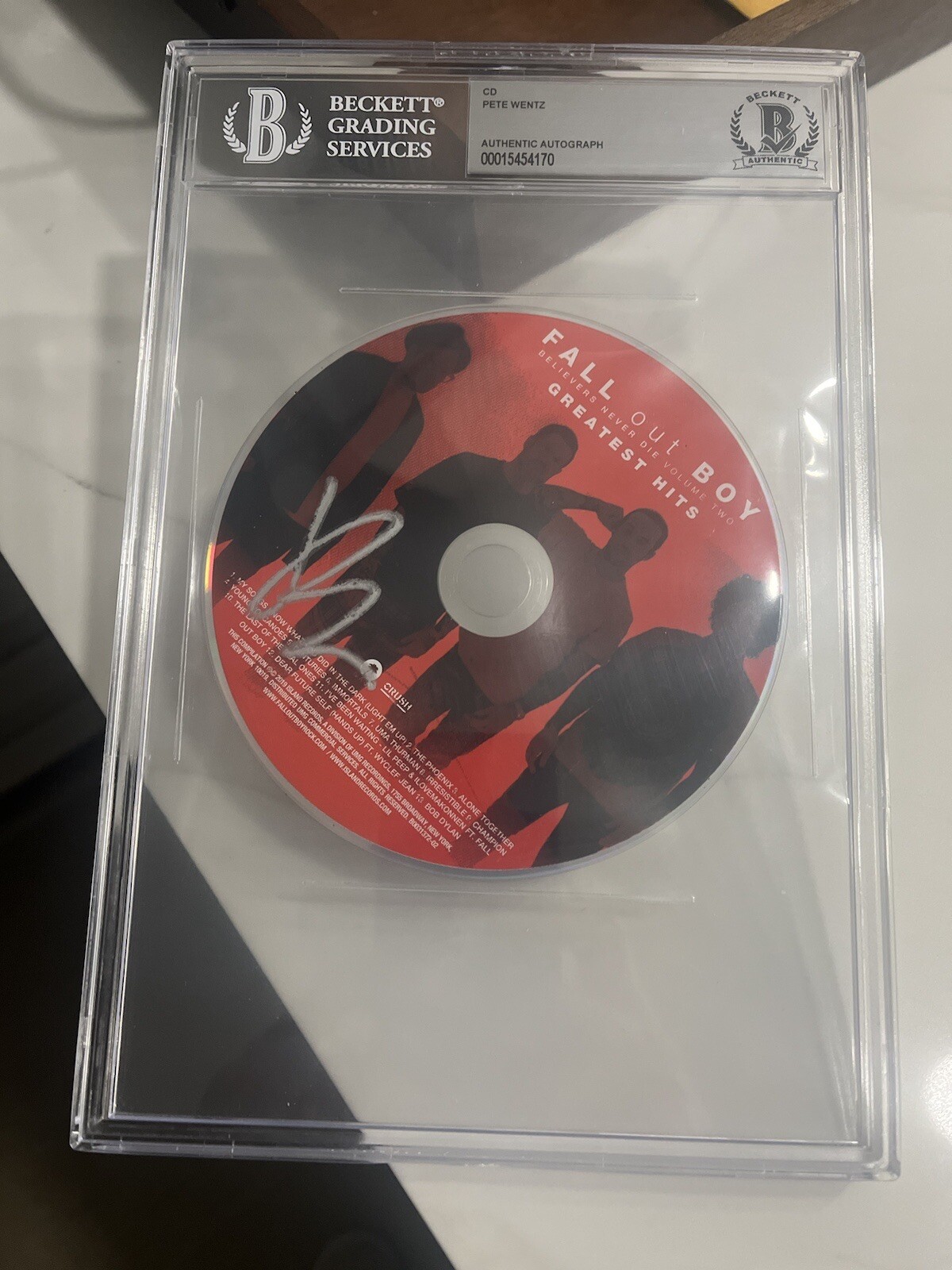 Pete Wentz Hand Signed Fall Out Boys CD Beckett Slab
