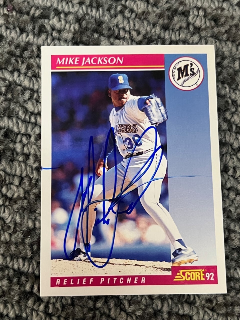 Mike Jackson signed autographed 1992 Score Baseball Card Seattle Mariners #194
