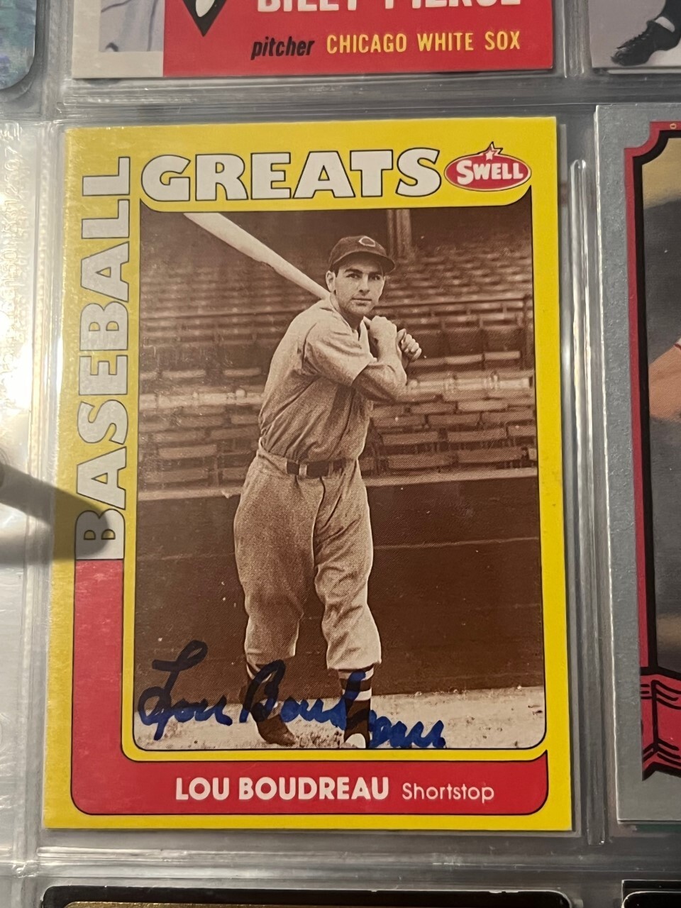 Lou Boudreau signed autographed Indians 1991 Swell Baseball Greats Card
