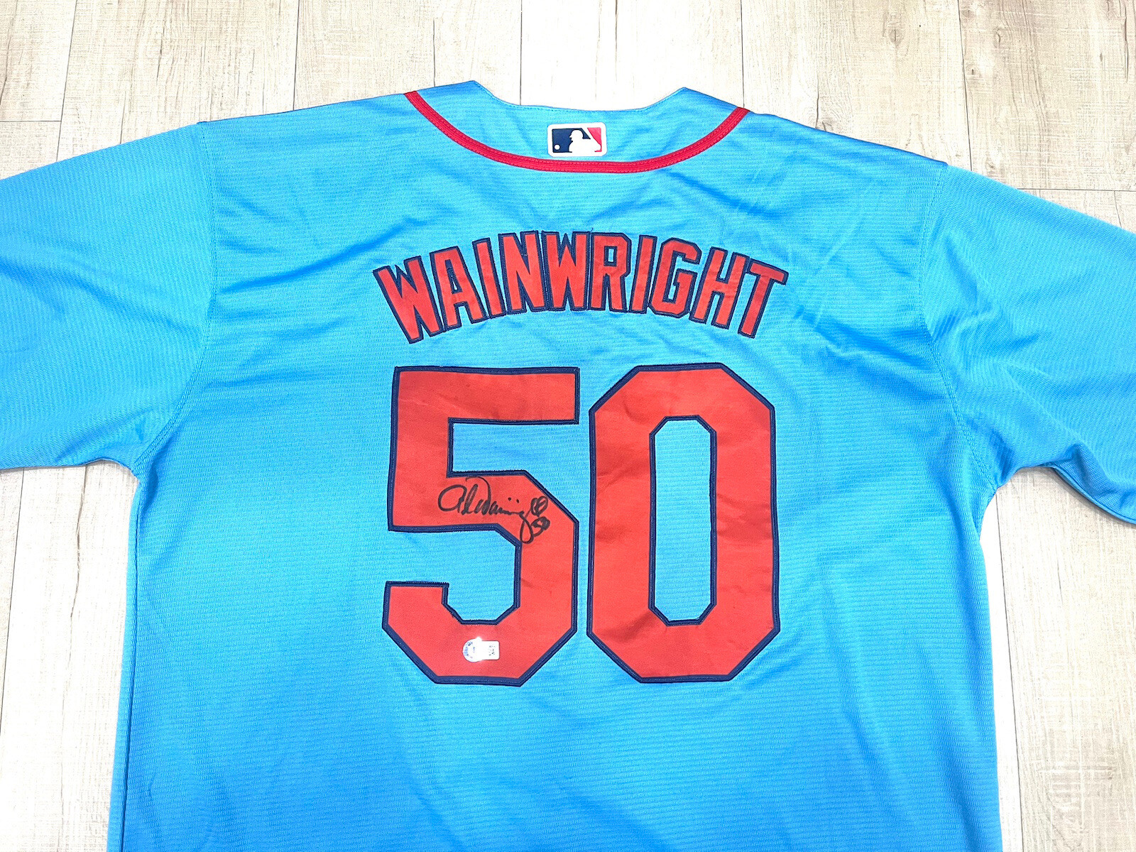 ADAM WAINWRIGHT HAND SIGNED ST LOUIS CARDINALS JERSEY BECKETT BAS CERT #6
