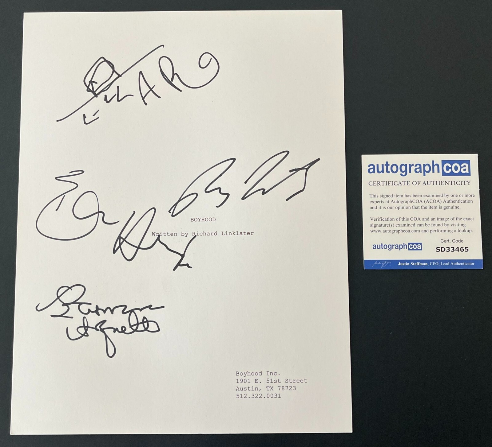 BOYHOOD CAST SIGNED AUTOGRAPH 182 PAGE SCRIPT w/EXACT PROOF PATRICIA ARQUETTE +3
