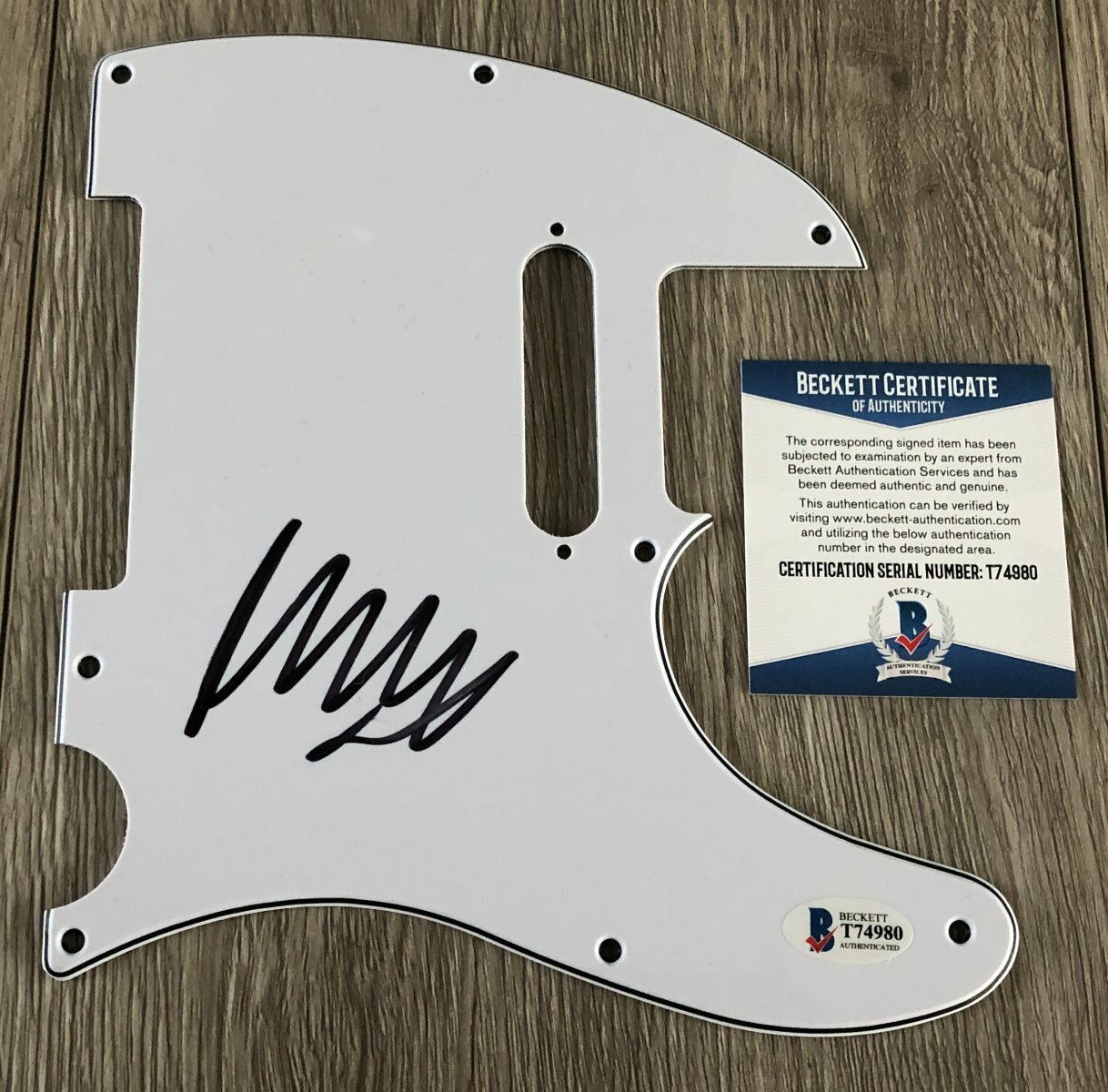 MARCUS MUMFORD & AND SONS SIGNED GUITAR PICKGUARD w/EXACT PROOF BECKETT BAS COA
