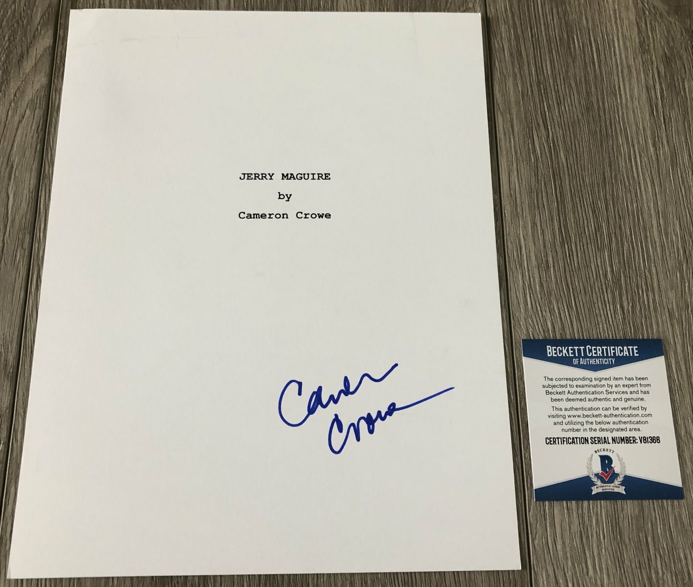 CAMERON CROWE SIGNED JERRY MAGUIRE 132 PAGE SCRIPT w/EXACT PROOF BECKETT BAS COA
