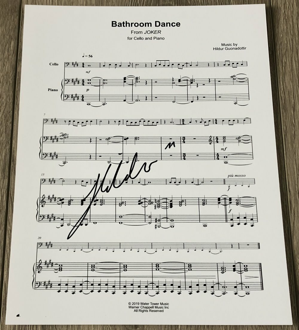 Hildur Guðnadóttir SIGNED JOKER BATHROOM DANCE SHEET MUSIC w/PROOF Guonadottir
