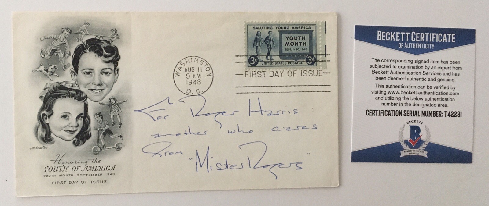 Mister Fred Rogers Signed Autographed First Day Cover BAS Beckett Certified Mr.
