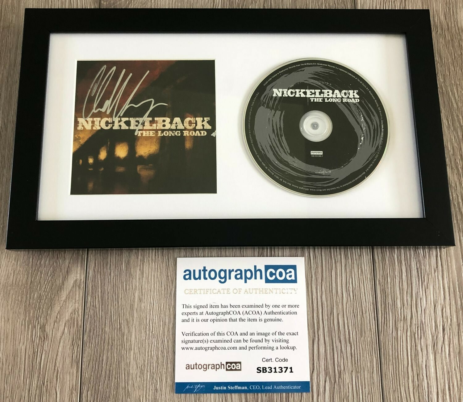 CHAD KROEGER SIGNED NICKELBACK THE LONG ROAD FRAMED MATTED CD w/EXACT PROOF ACOA
