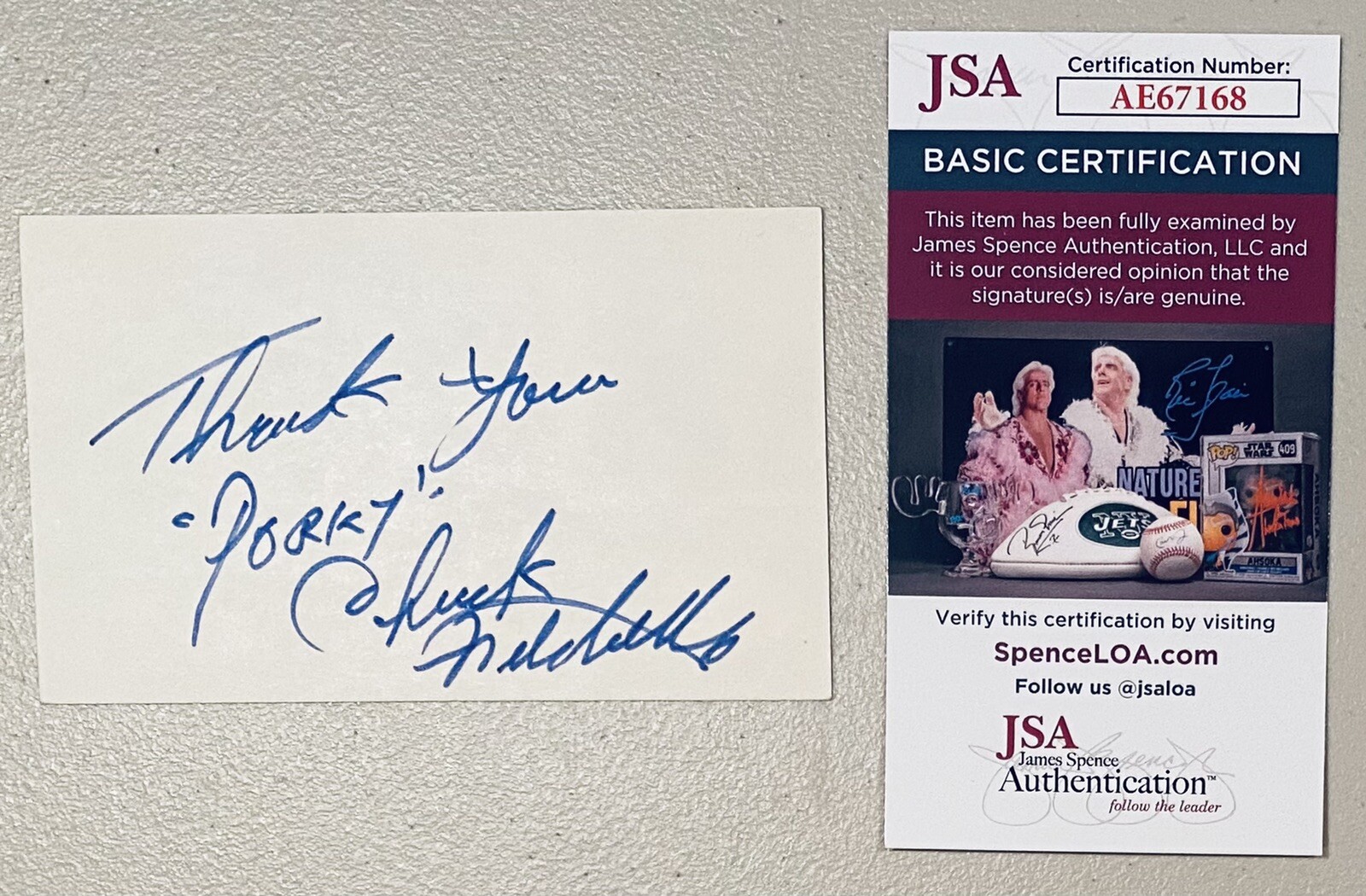 Chuck Mitchell Signed Autographed 3x5 Card JSA Certified Porky Porky’s
