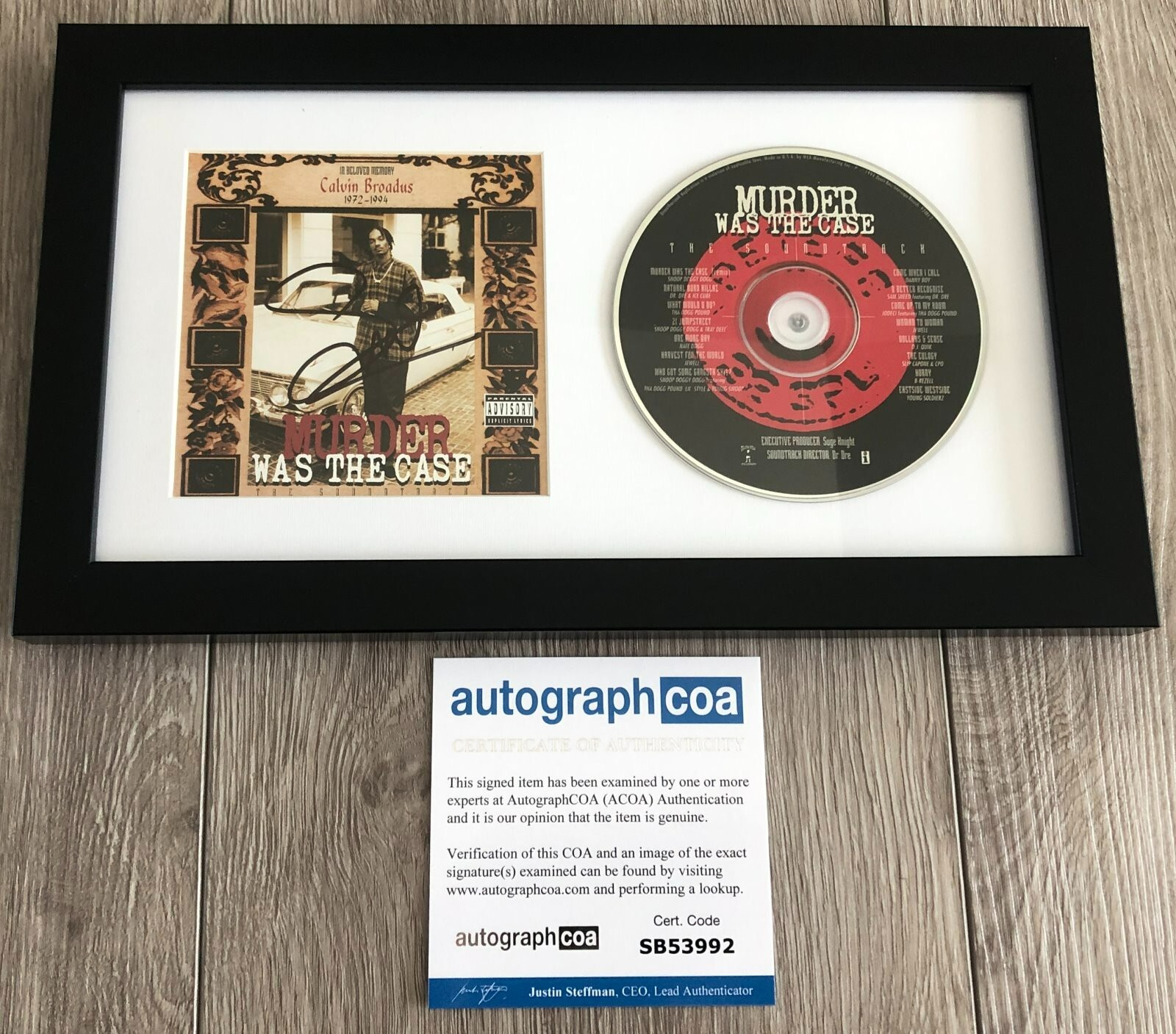 SNOOP DOGGY DOGG SIGNED MURDER WAS THE CASE FRAMED & MATTED CD w/ AUTOGRAPH ACOA
