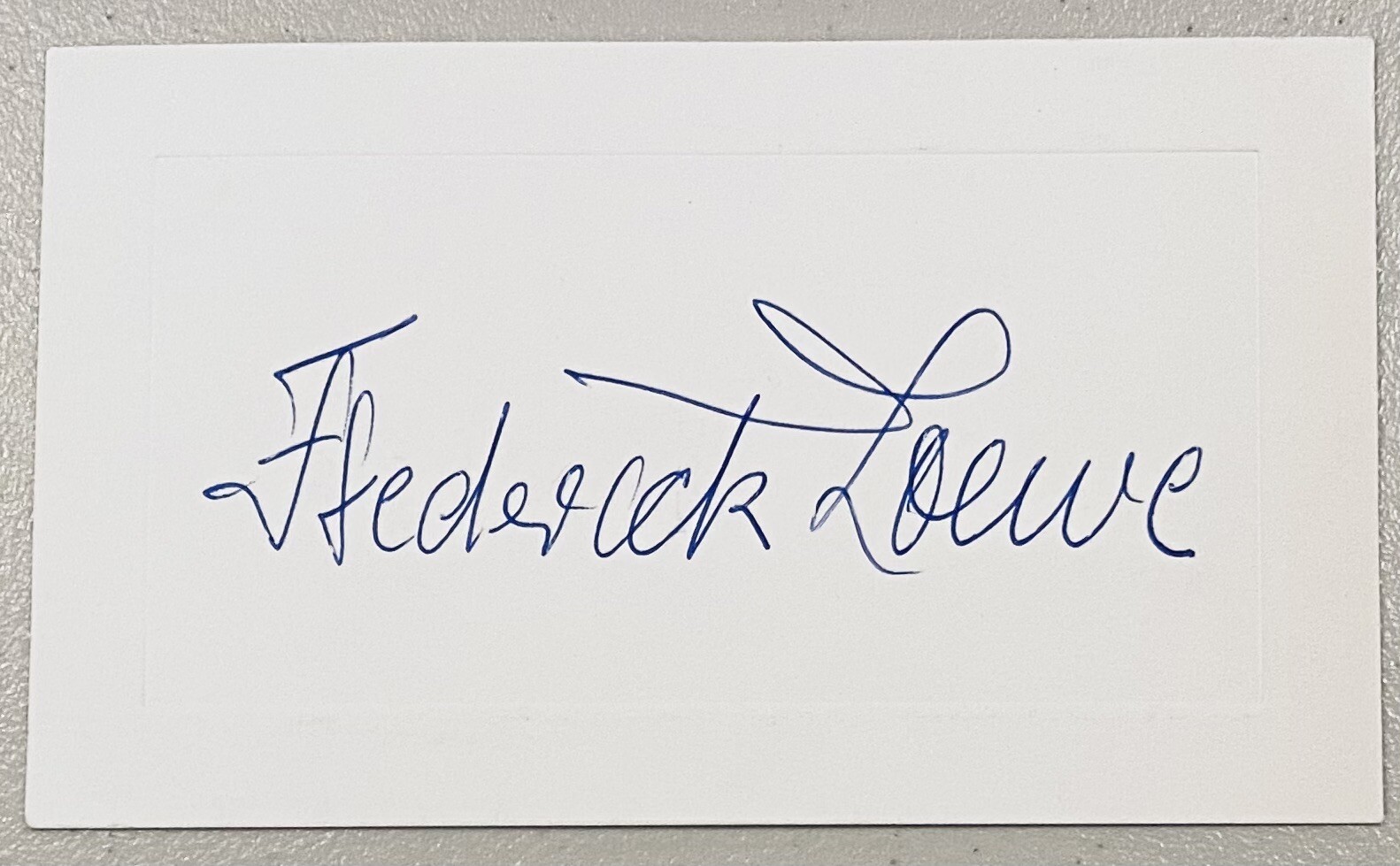 Frederick Loewe Signed Autographed 3.5 x 5.75 Card Full JSA Letter My Fair Lady
