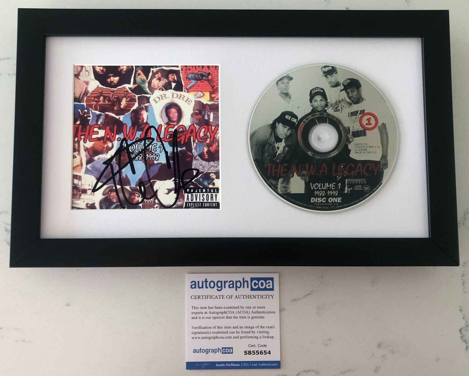 ICE CUBE N.W.A. SIGNED THE NWA LEGACY FRAMED & MATTED CD w/ AUTOGRAPH ACOA
