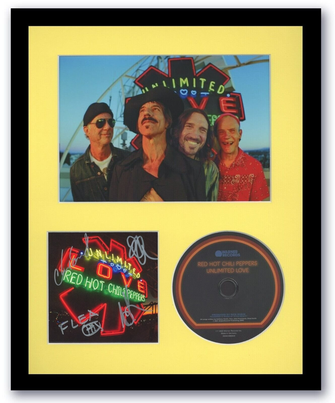 RED HOT CHILI PEPPERS SIGNED AUTOGRAPH UNLIMITED LOVE FRAMED & MATTED CD w/ ACOA
