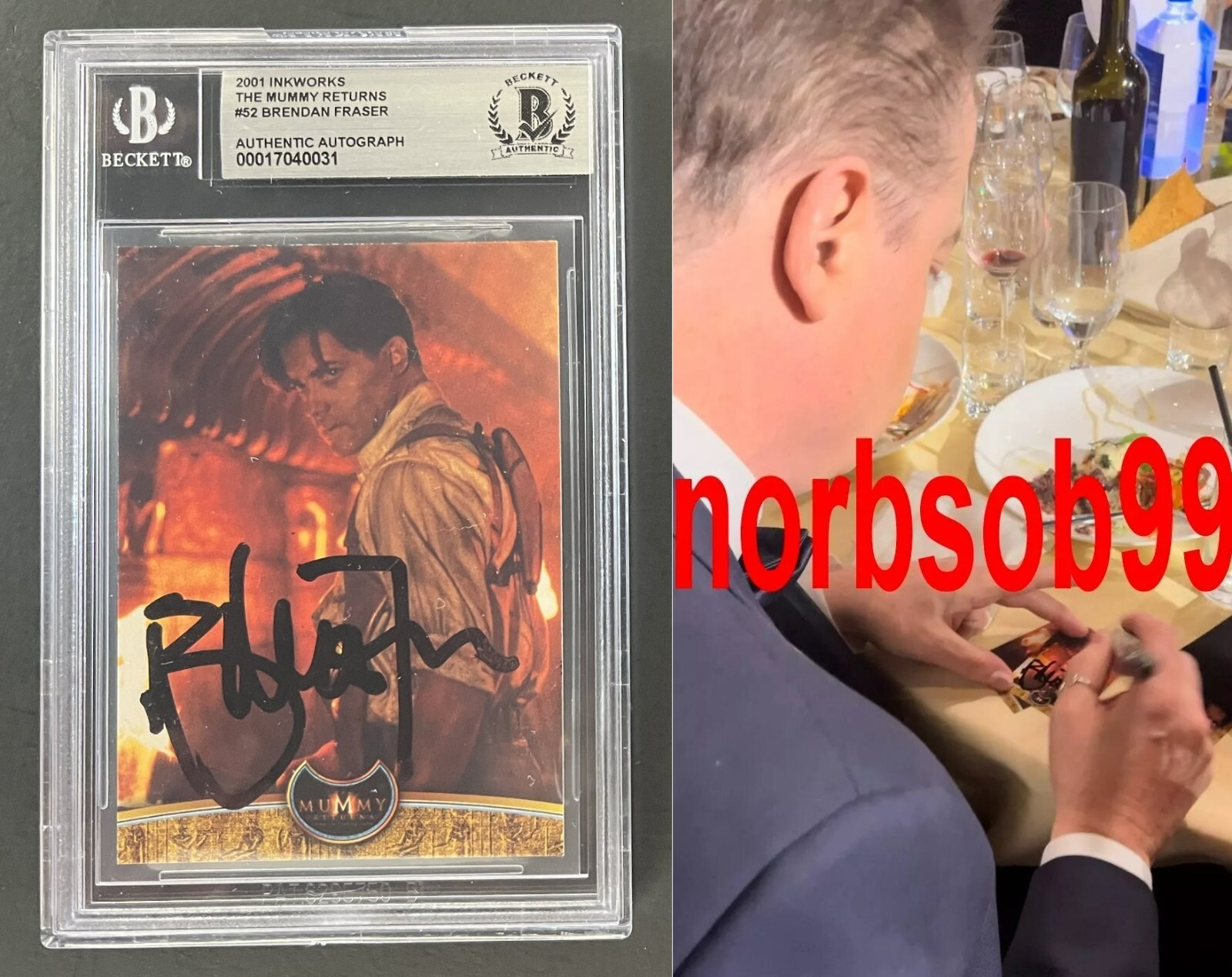 BRENDAN FRASER SIGNED THE MUMMY RETURNS 2001 INK WORKS #52 CARD w/EXACT PROOF
