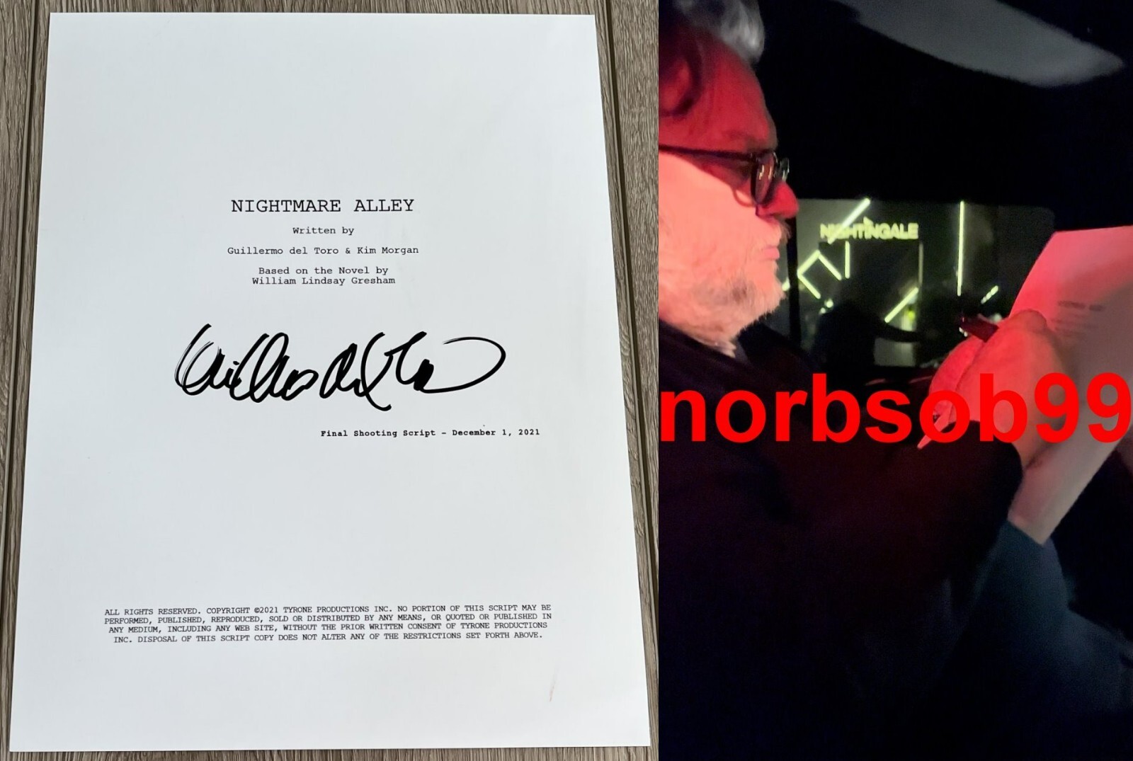 GUILLERMO DEL TORO SIGNED AUTOGRAPH NIGHTMARE ALLEY 115 PG SCRIPT w/EXACT PROOF
